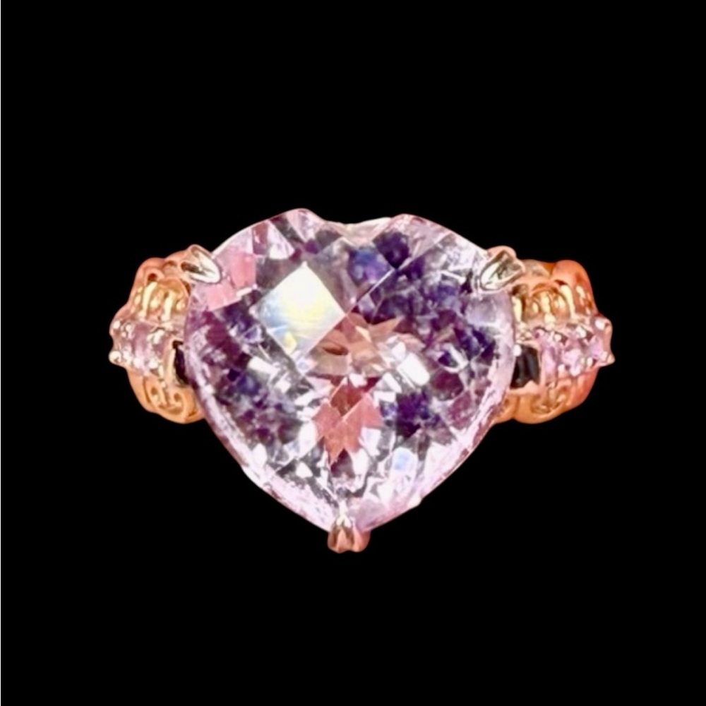 MICHAEL VALITUTTI Gems En Vogue Sterling 2-Tone Amethyst Heart Ring Size 6, 5.9g